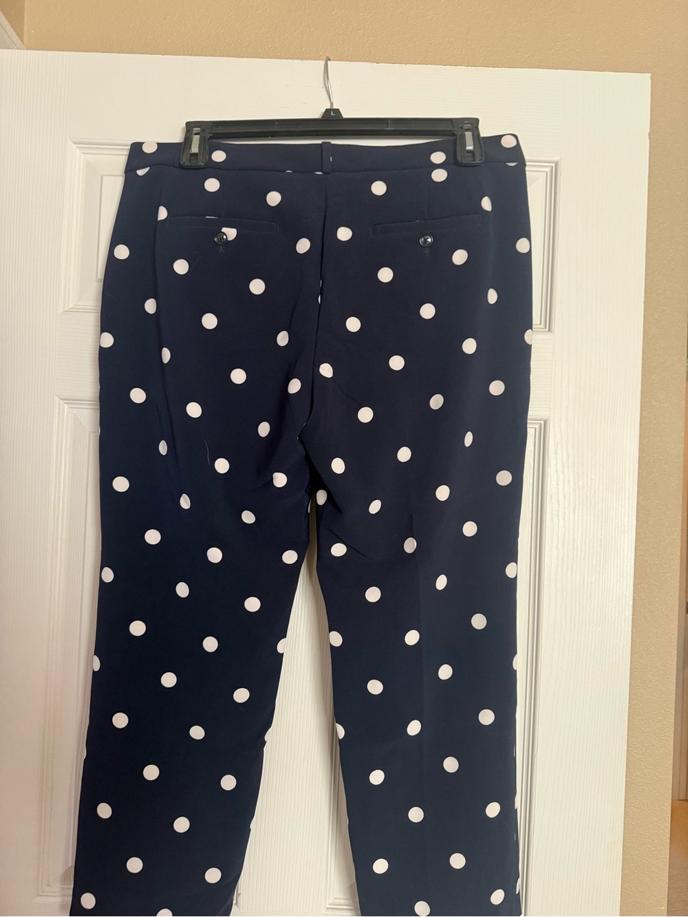Banana Republic Navy & White Polka Dot Cropped Pants